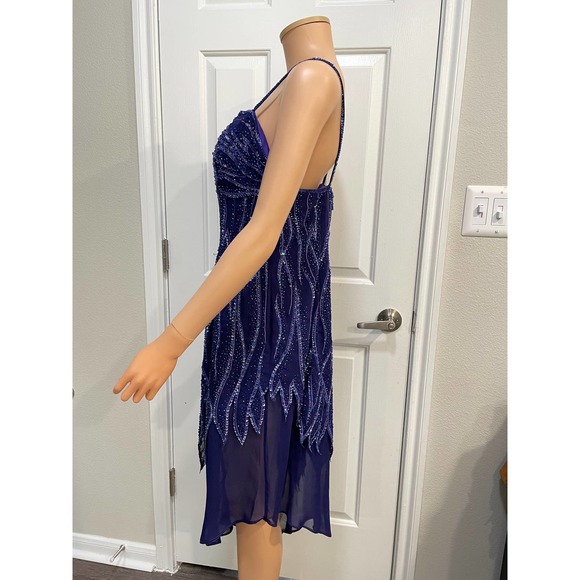 80s Alyce Designs Beaded asymmetrical dress SZ 16 - Picture 3 of 7